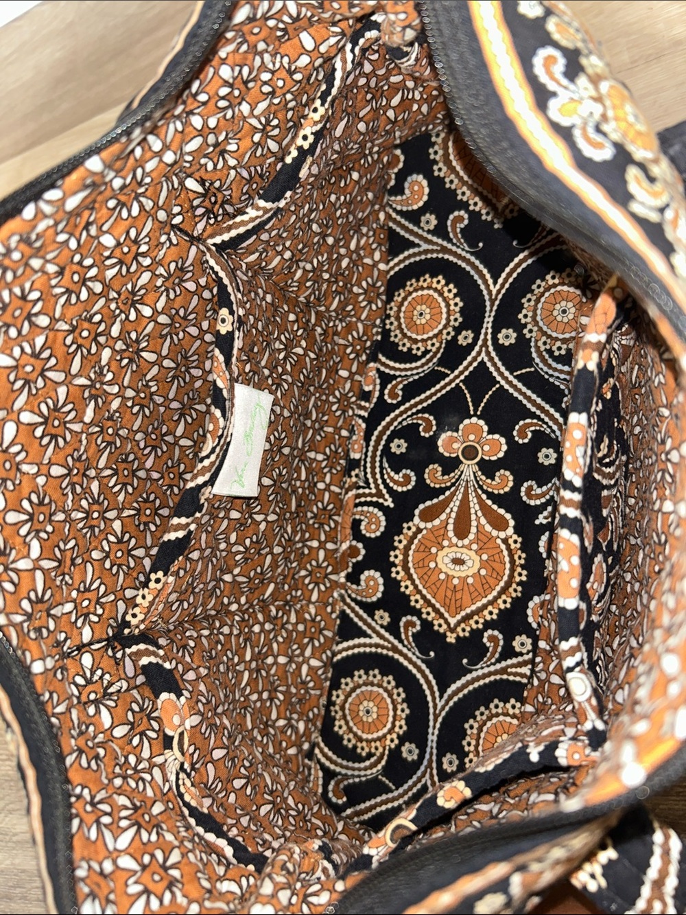 Vera Bradley Black and Brown Floral Quilted Shoulder Tote - Picture 2 of 4